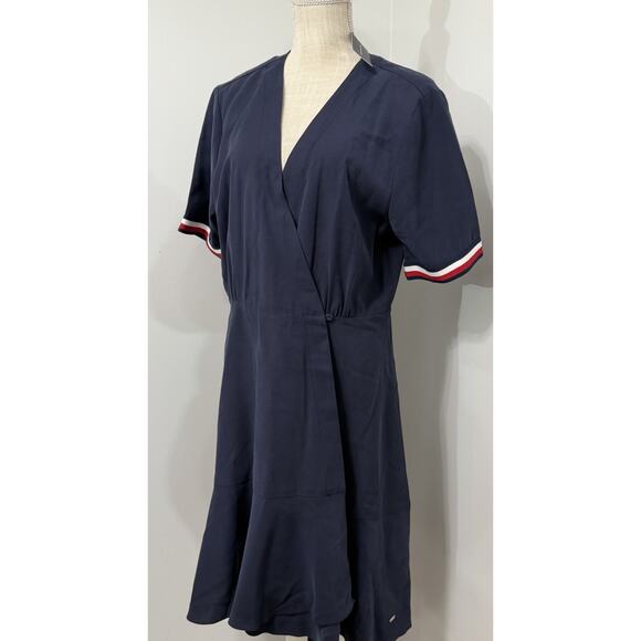 NEW Tommy Hilfiger Blue White & Red Short-Sleeve Sailor Surplice Dress Size XL - Picture 1 of 4